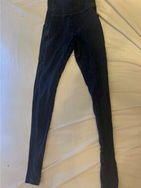 American Eagle Outfitters Navy High-Rise Ribbed Leggings